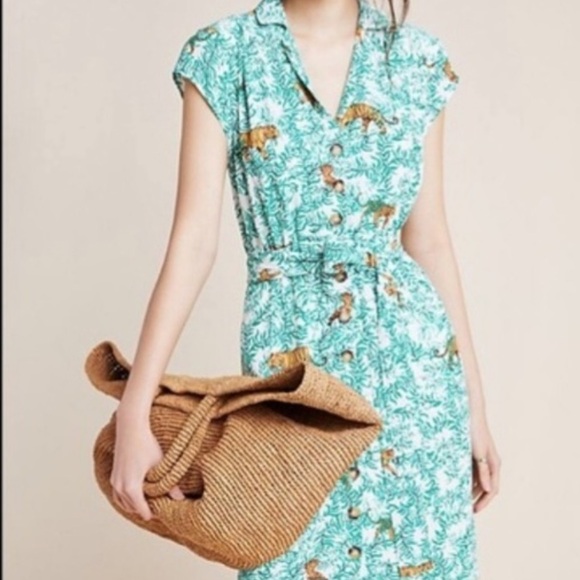 Anthropologie Maeve Catherine Dress - Tiger/Leopard Motif - Sz. 14 - Picture 4 of 14